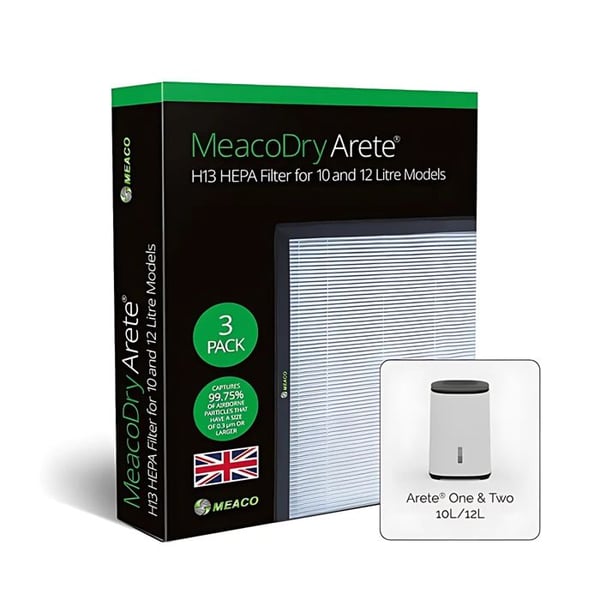HEPA-filter - MEACO - H13-standard - Pack med 3 - Kompatibel med avfuktare 10L och 12L - Eliminerar allergener