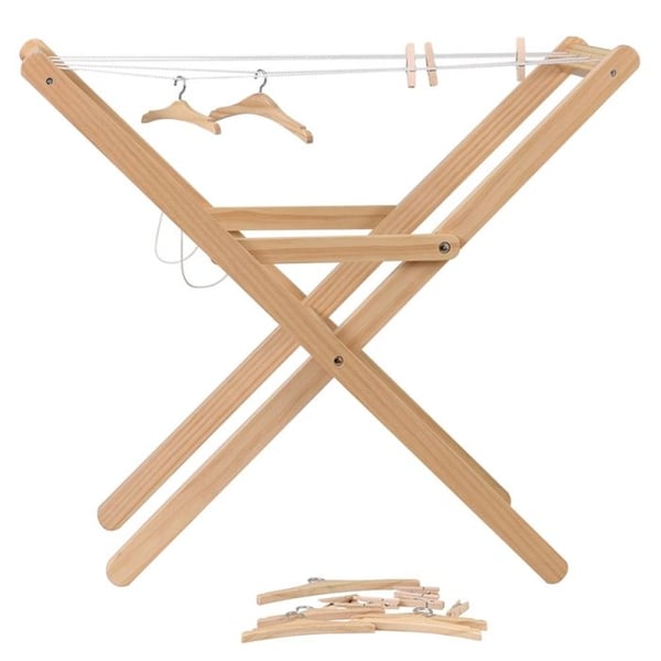 Imitation leksak - EGMONT TOYS - Torkställning med klämmor och galgar - Naturligt trä - 3 år och äldre - Inomhus