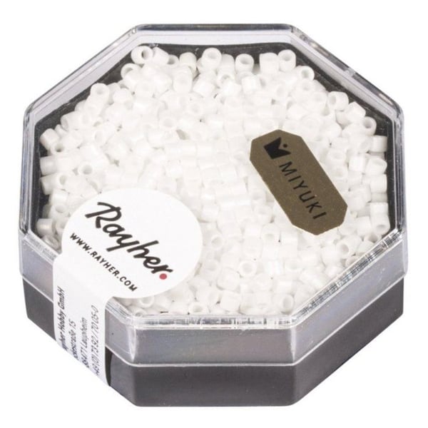 Delica-rocailles, 2,2 mm opak, låda, snövit, 6g