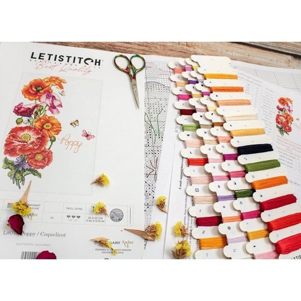 Kit för broderi Letistitch Coquelicot