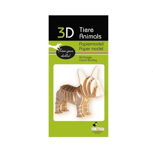 3D-pappermodell - FRIDOLIN - Fransk bulldogg - Laserskurna delar - 9 x 8,5 x 6 cm - Från 8 år