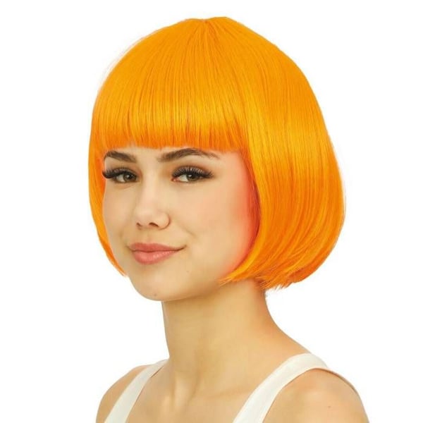 Peruk - LITEN CLOWN - Kort med lugg - Orange - Unisex - Vuxen