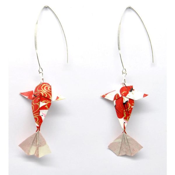 Cocotten - Örhängen i origamipapper Karp Röd