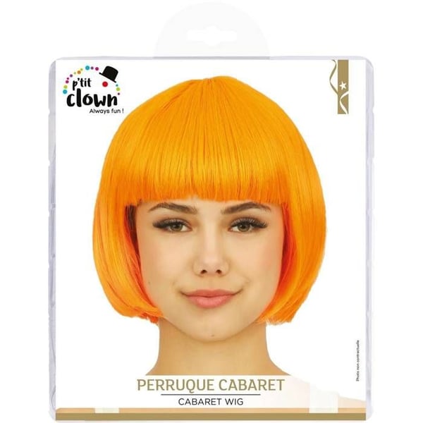 Peruk - LITEN CLOWN - Kort med lugg - Orange - Unisex - Vuxen