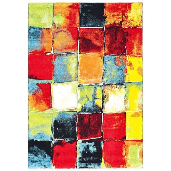 Melis Home Moderna designmattor Multi 160 x 230 cm modern med abstrakt patchworkmönster i sammet 13 mm