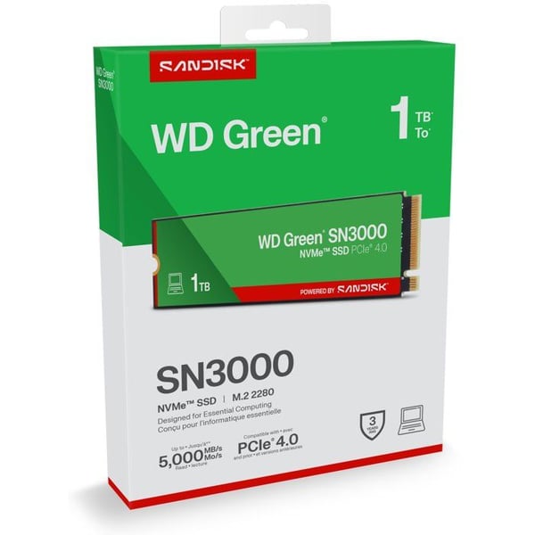 WESTERN DIGITAL - WDS100T4G0E - Intern SSD - Green - SN3000 - NVMe - 1 To