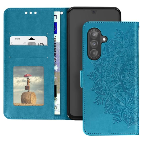 Plånboksfodral - Samsung - Galaxy A26 - Mandala Blommor - Blå - Mjuk