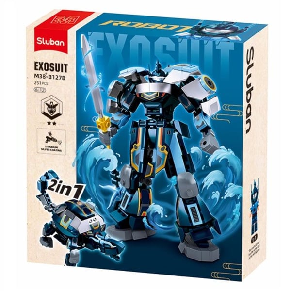 Byggklossar - SLUBAN - Robot Mecha 2 i 1 blågrå - 251 bitar - Plast ABS - Från 6 år