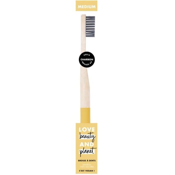 Love Beauty & Planet Tandborste bambu kol medium - borststrån infunderade med kol, biologiskt nedbrytbar