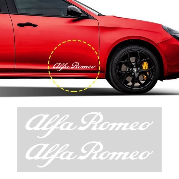 Klistermärken - Alfa Romeo - 25 cm - Vit - 2 delar - Enkel applicering