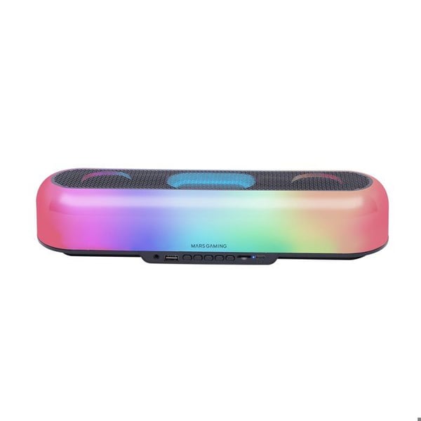 Mars Gaming MSB-ORB, 20W bärbar högtalare och Soundbar, Orbilight RGB 360, Triple Driver, Bluetooth 5.3/MicroSD/AUX/FM, Svart