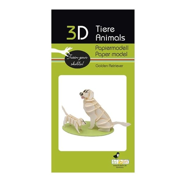 3D-pappermodell - FRIDOLIN - Golden Retriever - Kartong - 12,5×8×5,5 cm - Från 8 år