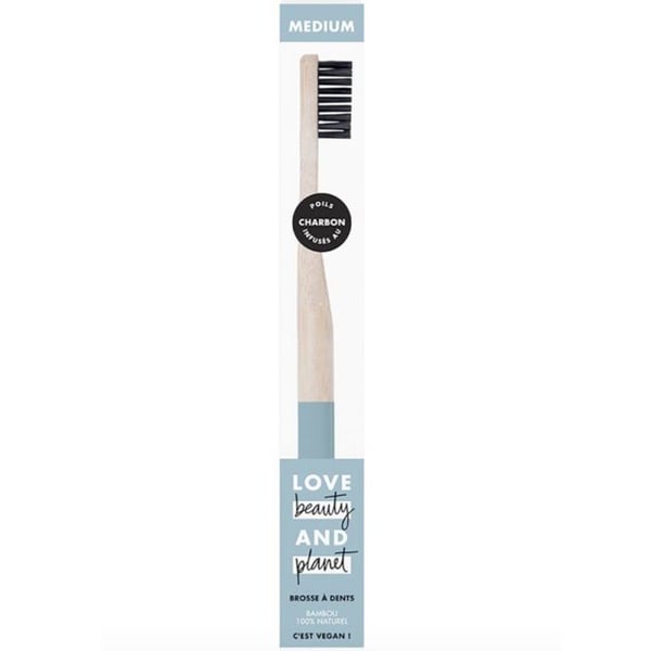 Love Beauty & Planet Tandborste bambu kol medium - borststrån infunderade med kol, biologiskt nedbrytbar