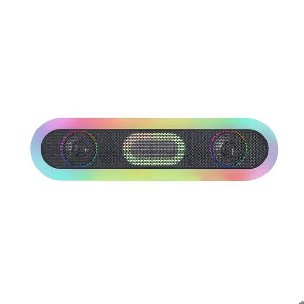 Mars Gaming MSB-ORB, 20W bärbar högtalare och Soundbar, Orbilight RGB 360, Triple Driver, Bluetooth 5.3/MicroSD/AUX/FM, Svart