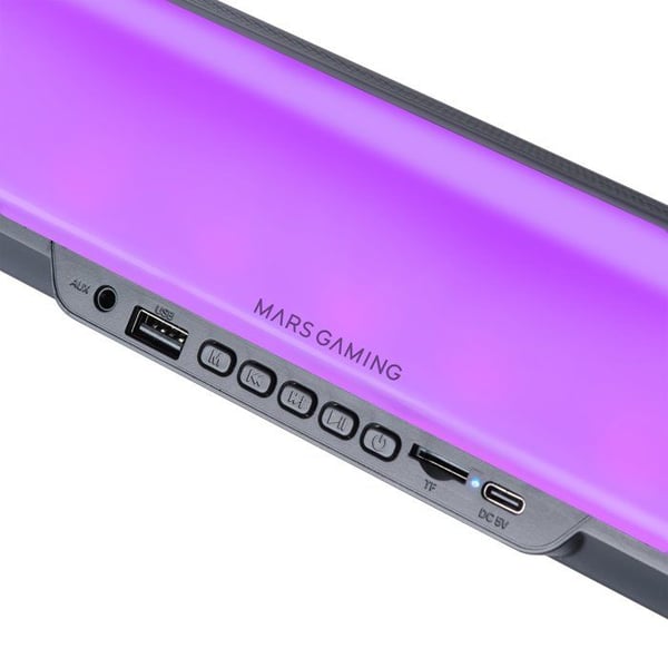 Mars Gaming MSB-ORB, 20W bärbar högtalare och Soundbar, Orbilight RGB 360, Triple Driver, Bluetooth 5.3/MicroSD/AUX/FM, Svart