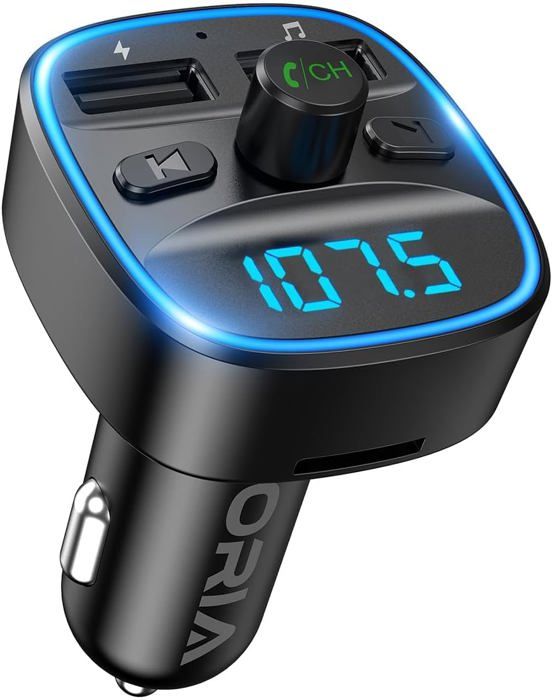 FM Bluetooth-sändare - LAROY DUVO - Bluetooth 5.3 - 2 USB-portar - QC3.0-laddning - Huvudfri