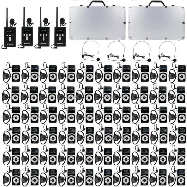 Retekess T130P (T130 3:e) Mikrofonssystem, Audio Whisper Turguide System, 160M, Uppladdningsbar, Fabriksbesök (60 Mottagare)