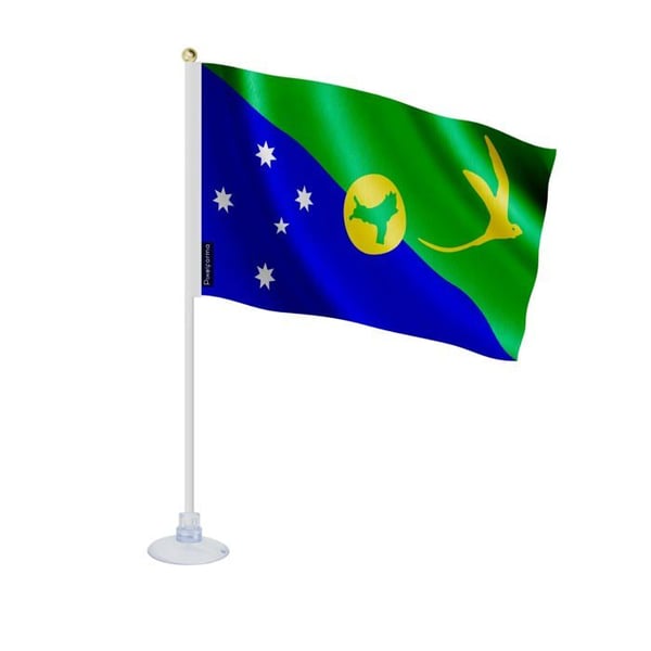 Mini flagga från Christmas Island – Sugpropp – 14 x 21 cm – För slät yta – Polyester – 1 styck – Pixelforma