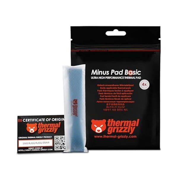 Lot med 4 termiska pads Thermal Grizzly Minus Pad Basic 120x20x0,5mm (Svart)