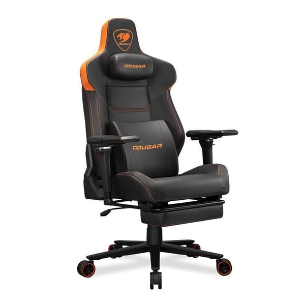Gamingstol - COUGAR - ARMOREVOM - Svart/Orange - Fällbar fotstöd - 5D armstöd