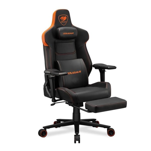 Gamingstol - COUGAR - ARMOREVOM - Svart/Orange - Fällbar fotstöd - 5D armstöd