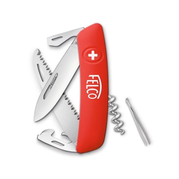 FELCO 505 Schweizisk kniv, multifunktionell kniv 10 funktioner, blad i rostfritt stål, hållbart handtag