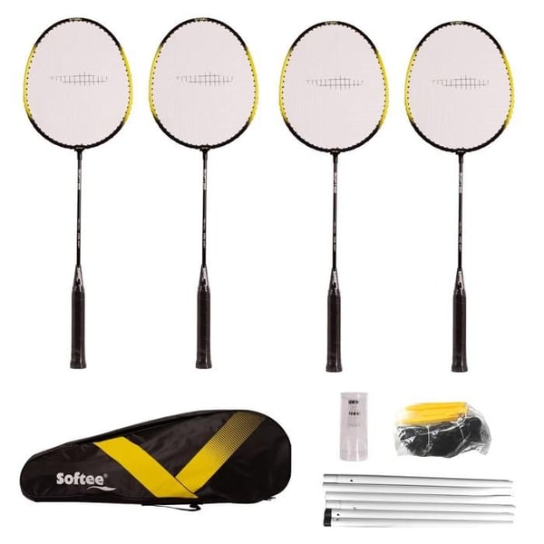 Badmintonset - SOFTEE - Softee - Gul - Utomhus - 4 racketar & nät