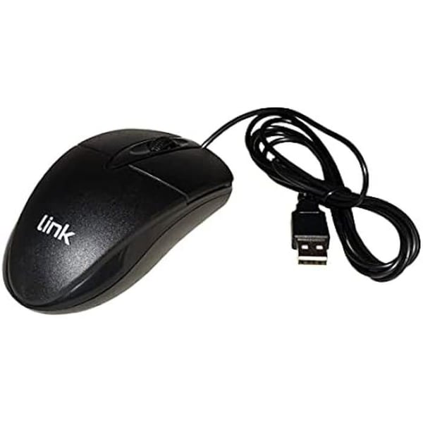 USB-optisk mus 3 knappar svart - LINK - LKMOS35 - Plug & Play - Trådad - 1200 Dpi