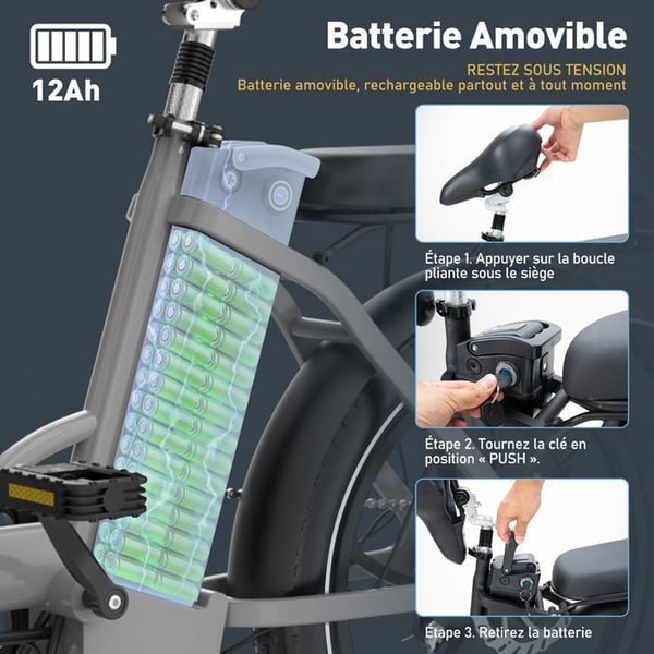 HITWAY Elektrisk Cykel 20" Sammenfoldelig - Batteri 36V - 13Ah - Motor 250W - 7 Gear - Sølv