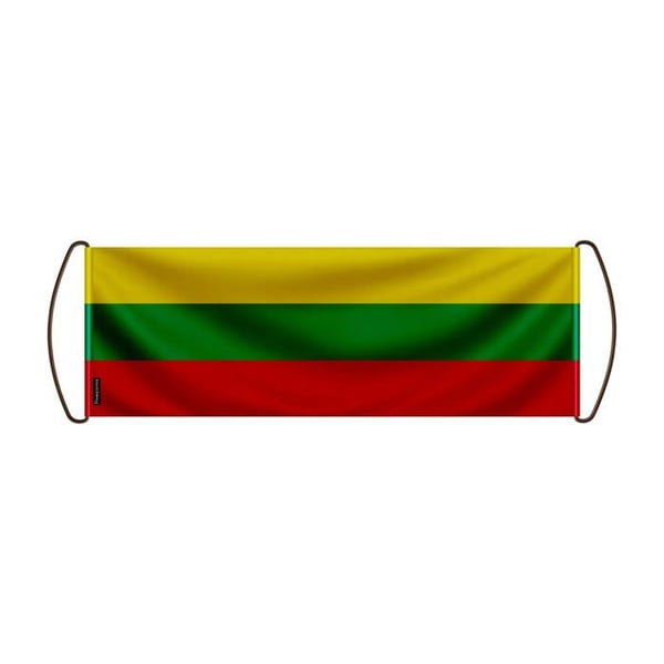 Scrollbanner – Litauiska flaggan – 17 x 50 cm – Polyester – Handflagga – Pixelforma