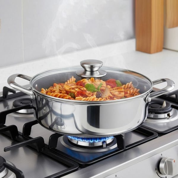 Sautépanna 28 cm - CHEFFINGER - Bee-honeycomb - Rostfritt stål - Glaslock - Non-stick