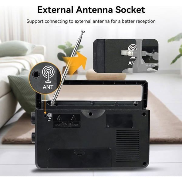 Retecess TR638 Portable Radio, AM FM SW med LCD-skärm, Digital Tuning, Trådlös ljudkvalitet är bra, Timer, TF/USB