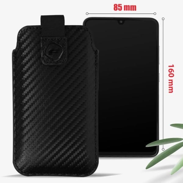 Carbon Effect Smartphone Bälte Hölster Pull-Up Tab Storlek XXL Forcell Svart