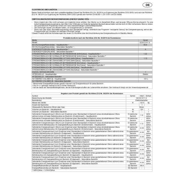 Gaskök - Gurari GCH E 911 - Rostfritt stål - 90 cm - XXL multifunktionell elektrisk ugn 121 L