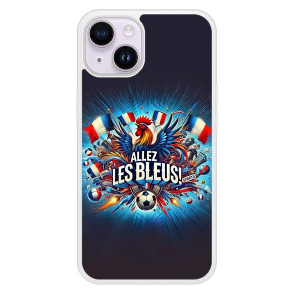 Siliconefodral med förstärkning, tryckt, kompatibel med Apple iPhone 14 Heja blått!