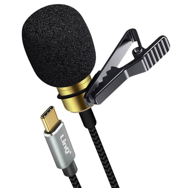 USB-C kragsmikrofon - LINQ - Omnidirektionellt ljud - 3m - Svart - Kompakt design