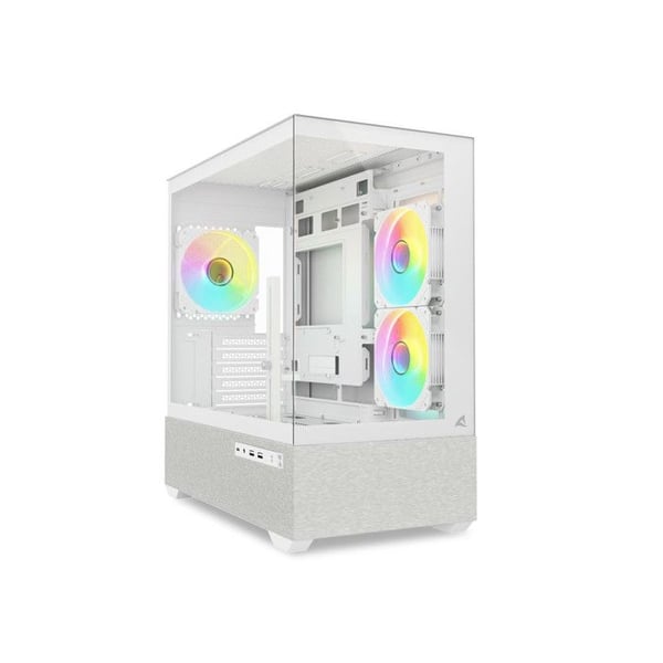 Sharkoon MK7 ARGB Mini Tower Vit Chassi PC Micro-ATX Tempererat Glas