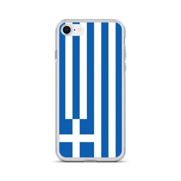 Mobilskal – Greklands flagga – Kompatibel med iPhone 8 – Mjuk Etui – Slitstark och Stötdämpande - Silikon - Pixelforma
