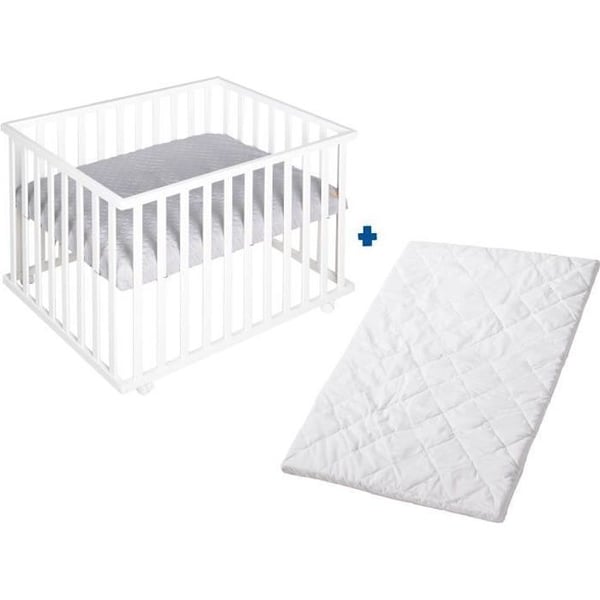 ROBA Baby Park Square "roba Style" + Grå Matta + Vit Park Madrass