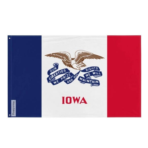 Flagga - Iowa - 192 x 288 cm - Polyester - Tryck på fram- och baksidan - Metallöglor
