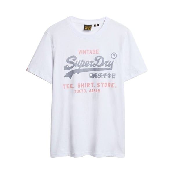 T-shirt Superdry Heritage herr vit i bomull - rund hals, korta ärmar