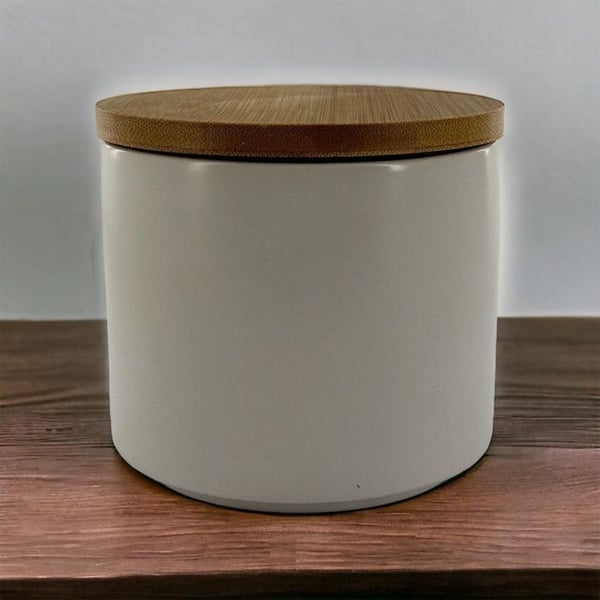Behållare - Med lock i trä - För att göra ett ljus - Keramik - 10cm diameter
