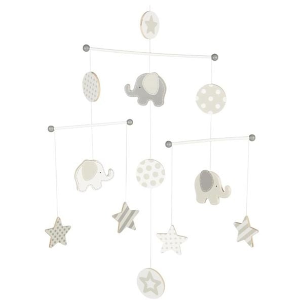 Mobil baby - GOKI - Mobil med elefanter og stjerner - Hvid - Unisex - Fra fødslen