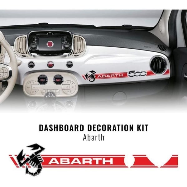 Stripes självhäftande remsor för instrumentbräda Fiat 500 Abarth + Scorpion 3D