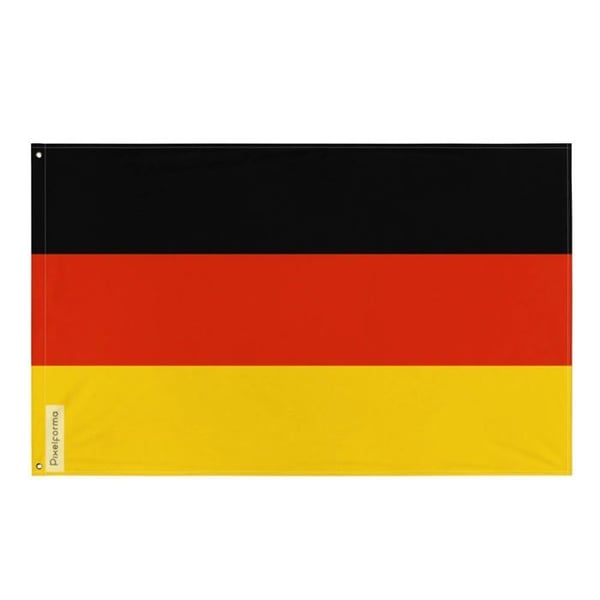 Tyskland flagga – 64 x 96 cm – Hållbar Polyester – 2 Metallöglor – Inomhus / Utomhus – Pixelforma