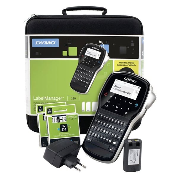 Etiketterare - DYMO - LabelManager 280 - QWERTZ-tangentbord - D1-band - 2-raders skärm