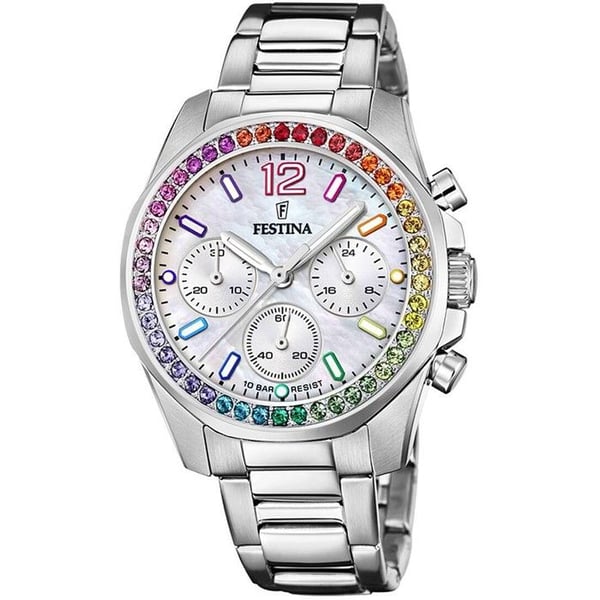 Ur - Festina - F20606/2 - Vandtæthed 10 ATM - Armbånd i rustfrit stål - Hvid urskive