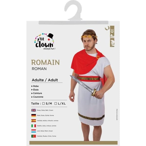 Romersk kostym - LILLA CLOWN - Romersk kostym vuxen LillaClown L-XL - Vit - Polyester - Inomhus