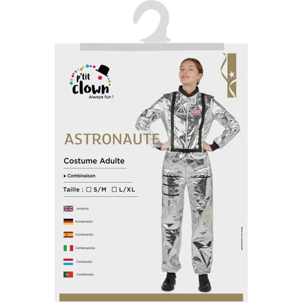 Kostym - LITEN CLOWN - Astronaut Kvinna LitenClown - Vit - Endelad dräkt - Patchar med flagga och raket