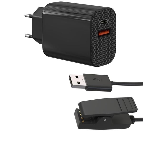 Laddare 12W + Kabel Kompatibel med Garmin Forerunner 30 35 230 235 630 645 Music Approach G10 S20 Vivomove HR Phonillico®